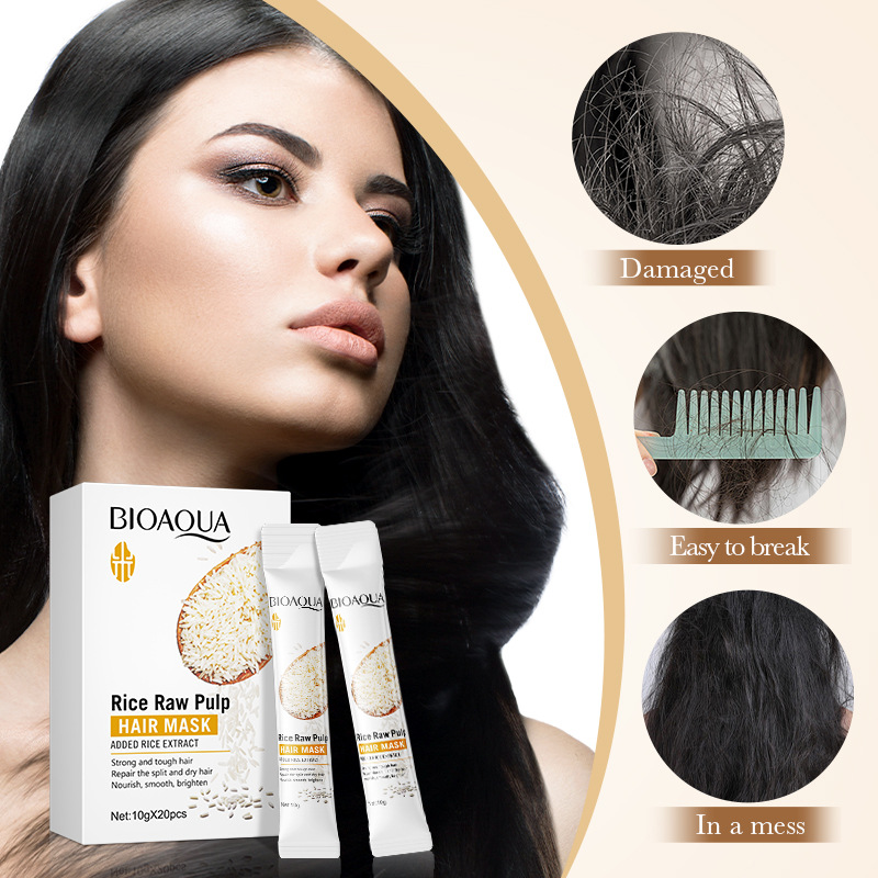 All-english BIOAOUA Rice purees Hair Care Mask to improve frizzy and smooth Hair Conditioner Cross-border export wholesale details Picture