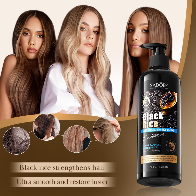 Cross-border export wholesale of SADOER Black Rice Anti-breakage, Anti-dandruff, Repairing, Nourishing and Softening Hair Conditioner in English Item Picture