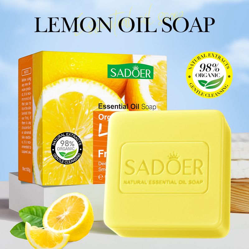 SADOER lemon essential oil soap, handmade soap for cleansing the body, universal soap for cross-border export wholesale details Picture