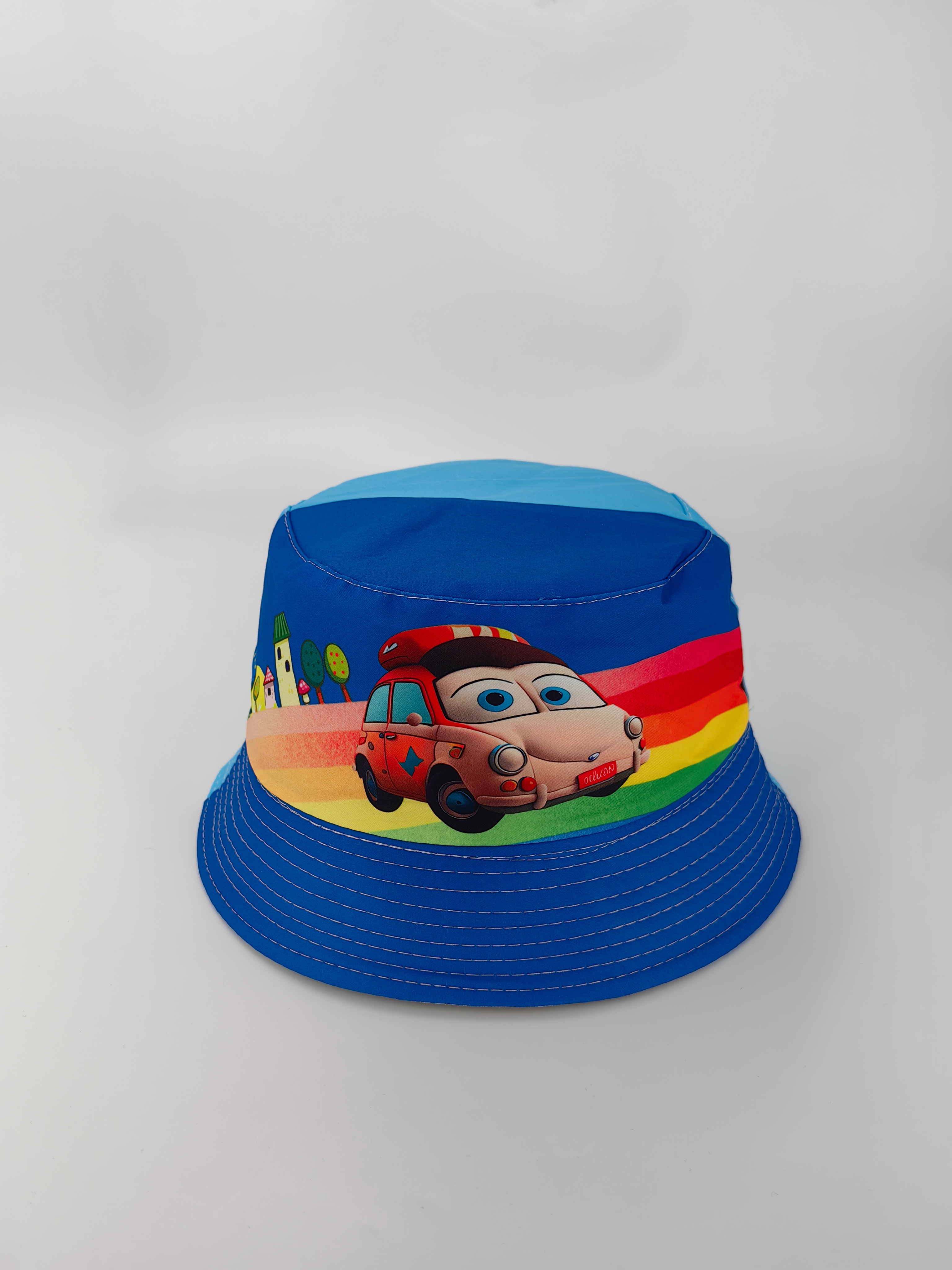 This spring and summer bestseller is a children's car with double-sided printed and color-blocked front and back. It can be worn on both sides with a fisherman's hat. It is cute, cartoon, classic and versatile. It can be used outdoors for sun protection and shade. It is foldable and easy to carry. It is suitable for both men and women. It has a dock circumference of 54CM full figure