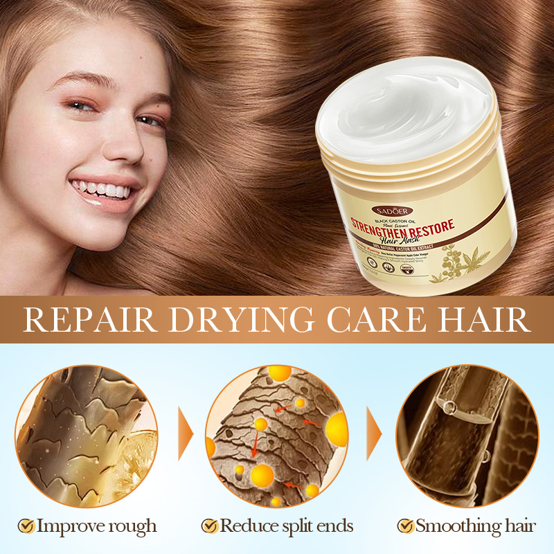 Cross-border export wholesale of SADOER black castor Oil Hair Mask, soft, smooth and fluffy Hair Conditioner Application Scenario
