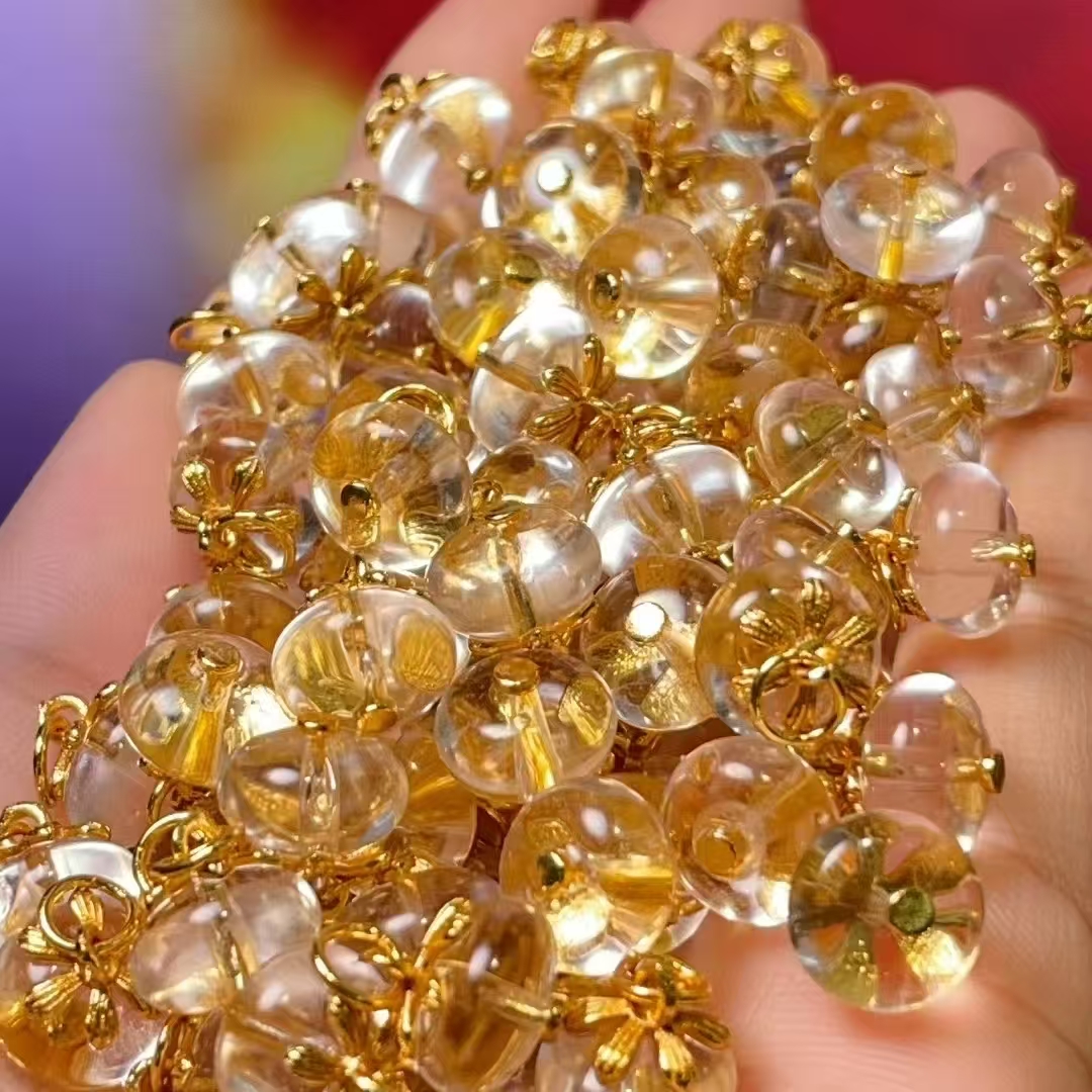 Natural white crystal "Wish you All the Best" diy jewelry accessories, crystal accessories, traditional sand gold accessories, copper-plated real gold, high color retention Specification image
