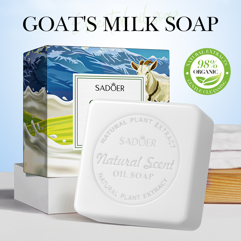 All-english SADOER goat milk essential oil soap for cleansing the body, universal handmade soap, cross-border export wholesale details Picture