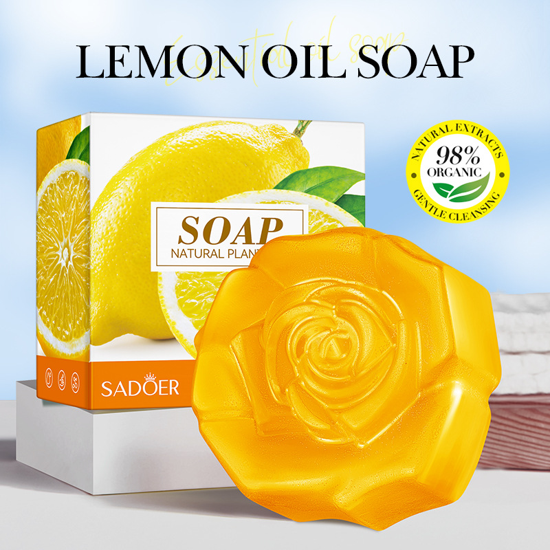 SADOER natural lemon essential oil soap, handmade soap, universal soap for cleansing the body, cross-border export wholesale details Picture