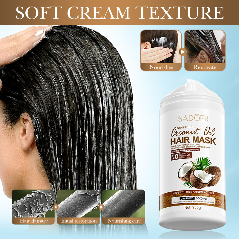 All-english SADOER Nourishing Coconut Hair Mask, Smooth, Soft and Fluffy Hair Conditioner cross-border export wholesale details Picture