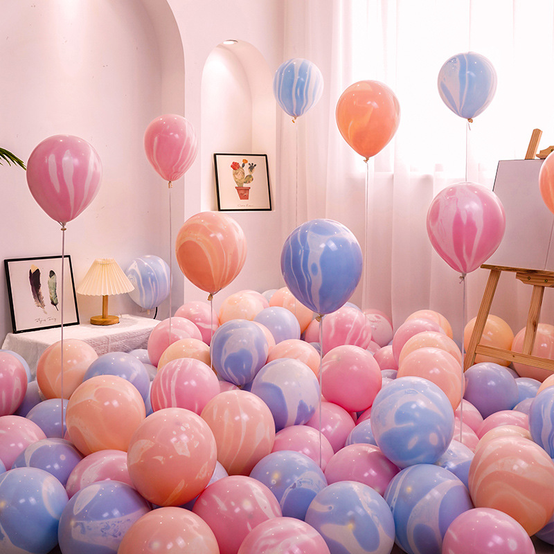 10-inch agate balloon macaron children's balloon cartoon color thickened explosion-proof birthday scene decoration
