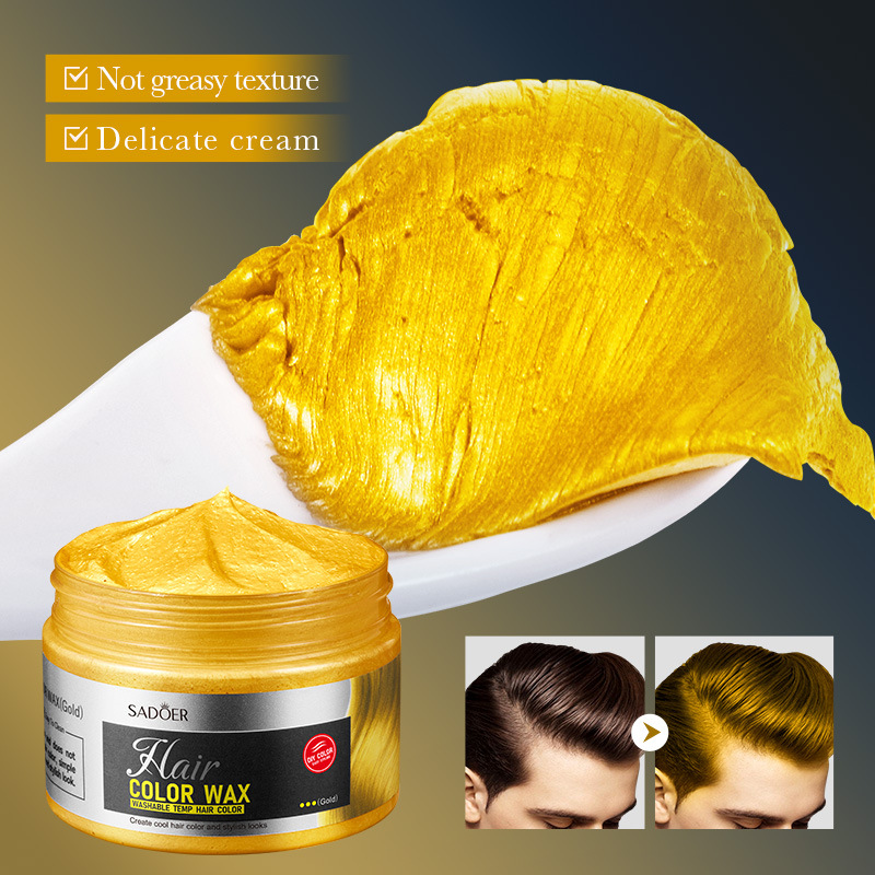 Cross-border wholesale of all-English SADOER colored hair paste (gold) with natural and fluffy styling Specification drawing