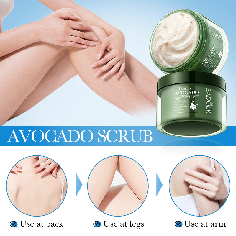 SADOER Avocado Nicotinamide Brightening Scrub for Cleansing the body cross-border export wholesale Specification drawing