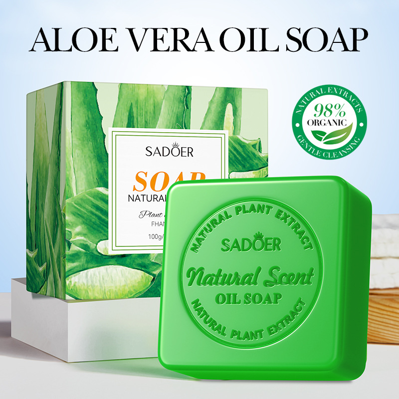 SADOER natural aloe Vera essential oil soap for cleansing the body, universal handmade soap, cross-border export wholesale details Picture
