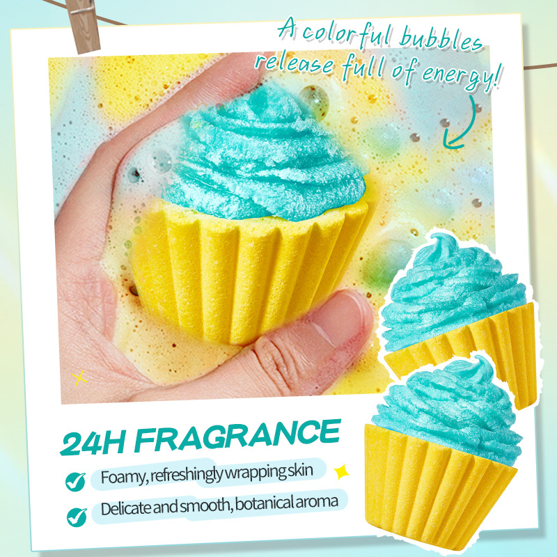 All-english SADOER ice cream bath salt balls for cleaning the body and taking a clean bath. Cross-border export wholesale of bath salt balls Application Scenario