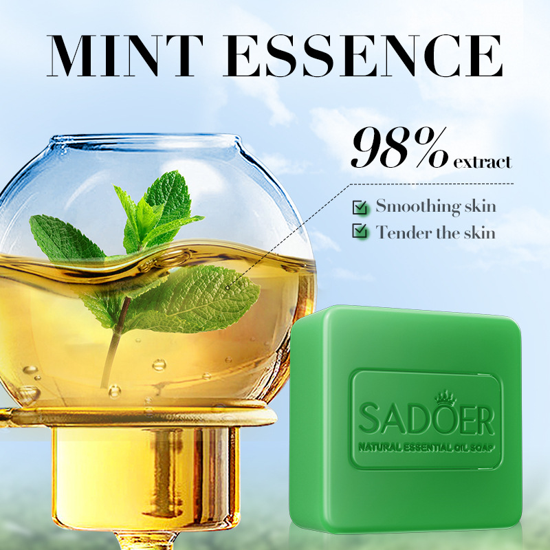 Full English SADOER mint essential oil soap, handmade soap, bath soap, body cleansing soap, cross-border export wholesale details Picture