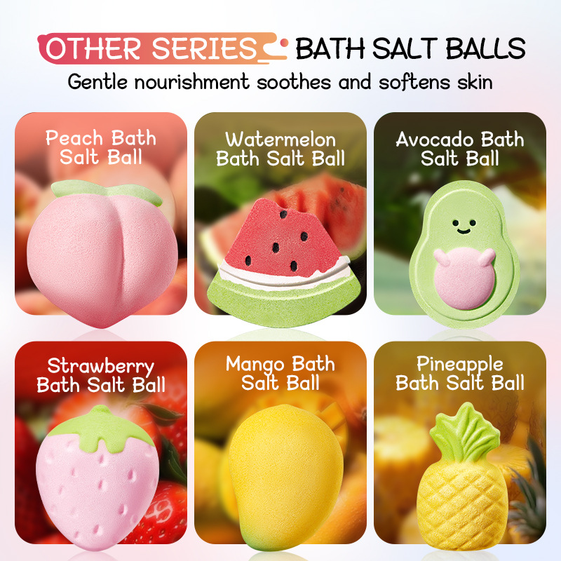 Cross-border wholesale of SADOER strawberry cleaning scented bath salt balls for body cleaning full figure
