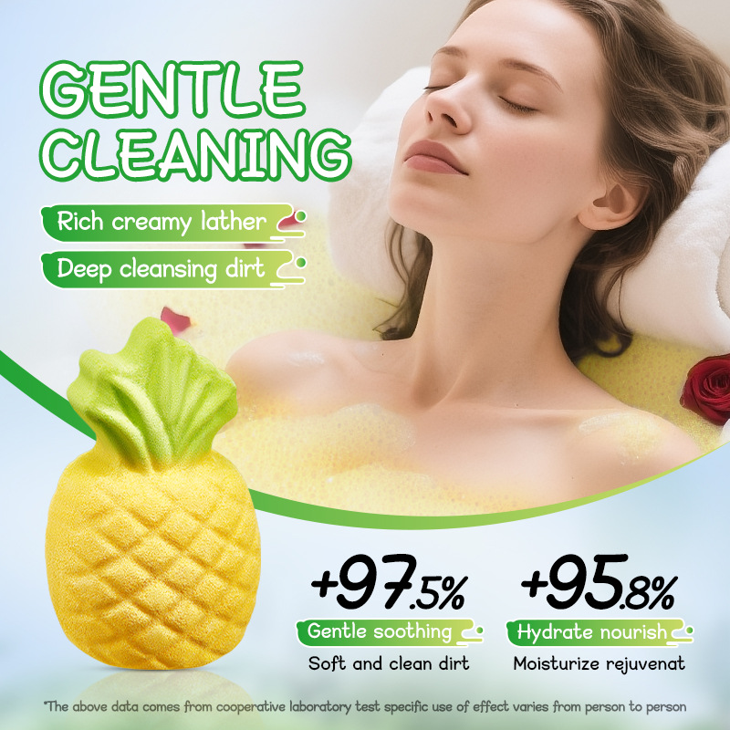 All-english SADOER pineapple Cleaning Scented Bath Salt Balls (float balls) cross-border export wholesale of cleaning bath salt balls Specification drawing