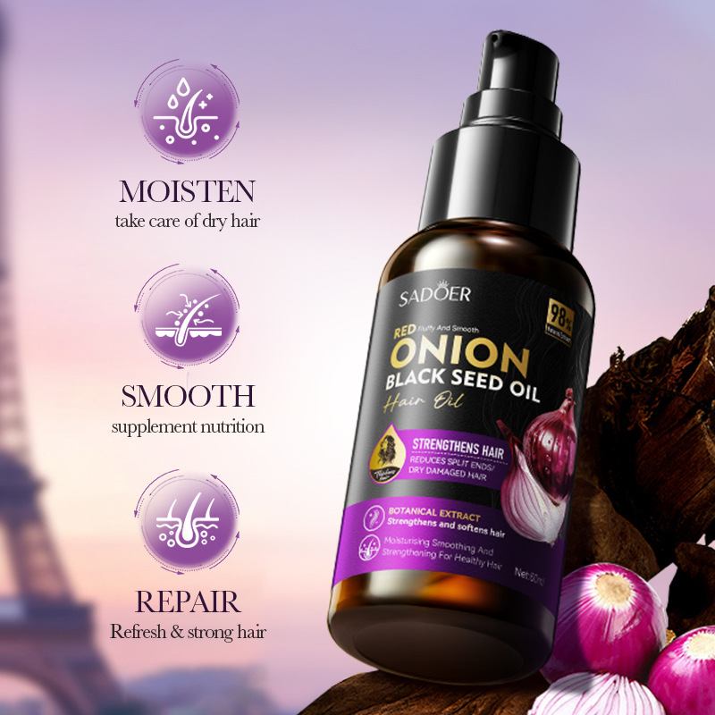 SADOER Onion Black Seed Oil Smooth Hair Care Essential Oil Moisturizing Hair Care Essential Oil Cross-border export wholesale details Picture