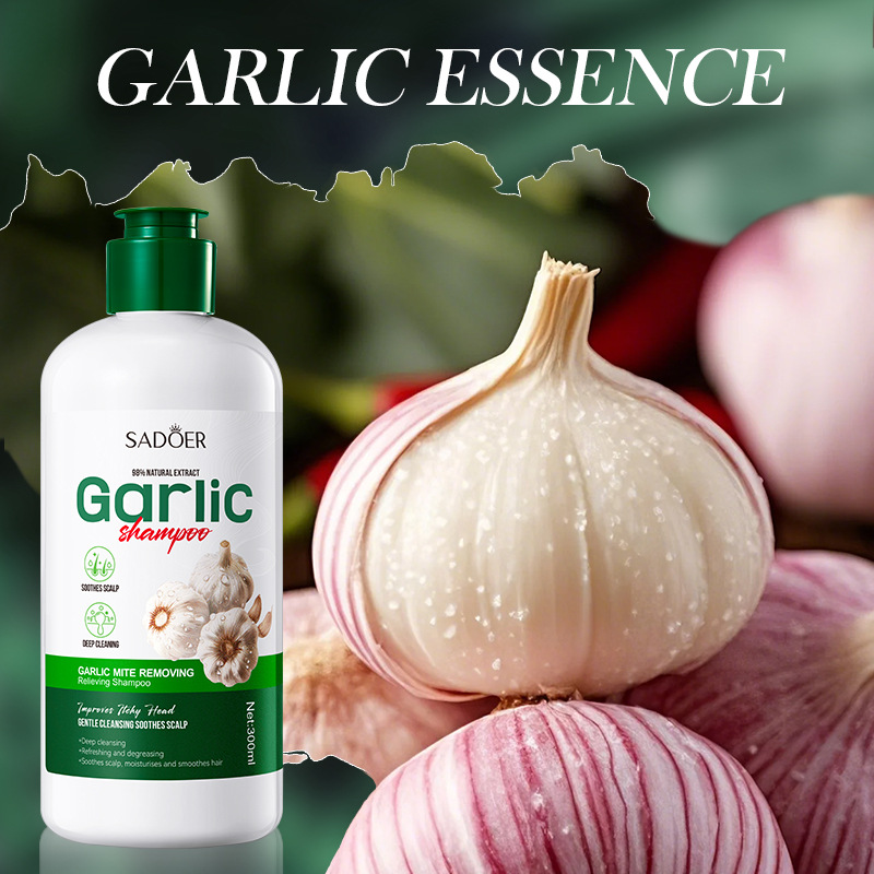 SADOER Garlic Mite-removing Soothing Shampoo Deep Cleansing Hair Shampoo cross-border export wholesale details Picture