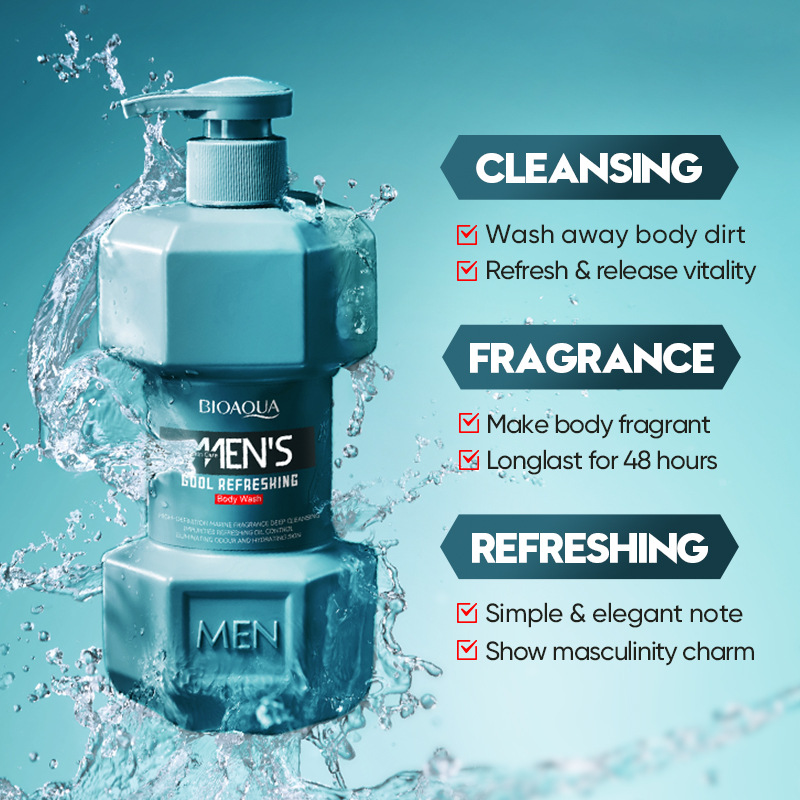 All-english BIOAOUA Men's Marine Refreshing Fragrance Body Wash and Cleansing Body Liquid cross-border export wholesale details Picture