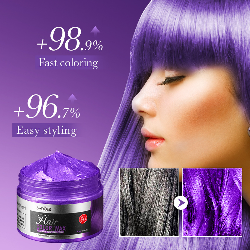 All-english SADOER colored hair paste (purple), natural and fluffy hair wax for styling, cross-border export wholesale details Picture