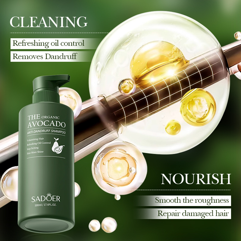 All-english SADOER Avocado Dandruff and Oil Control Shampoo, Fluffy and cleansing dandruff shampoo Cross-border wholesale Specification drawing