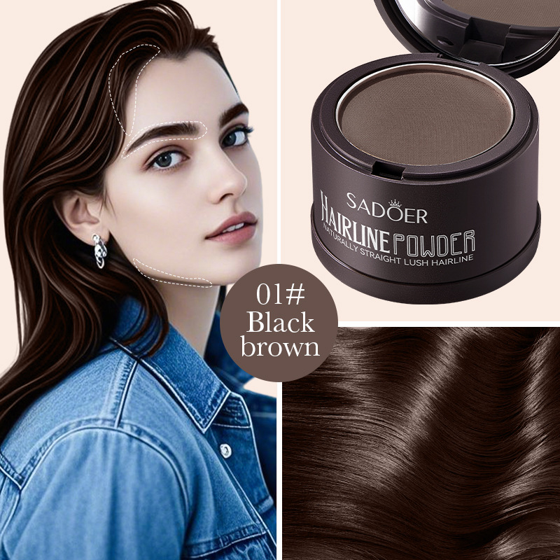 SADOER Hairline Powder 01# Dark brown contouring Shadow Powder for modifying and filling the forehead hairline Specification drawing