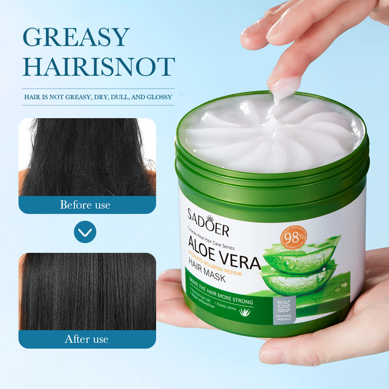 Cross-border wholesale of SADOER aloe Vera Moisturizing and Repairing Hair Mask, Egg Care, Smooth and silky Hair Mask Specification drawing