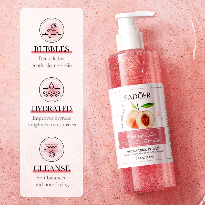 Full English SADOER peach Body Scrub Body Wash Cross-border export wholesale details Picture