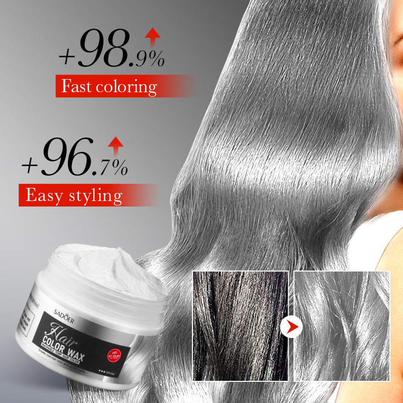 All-english SADOER colored hair paste (white), natural and fluffy hair wax for styling, cross-border export wholesale details Picture