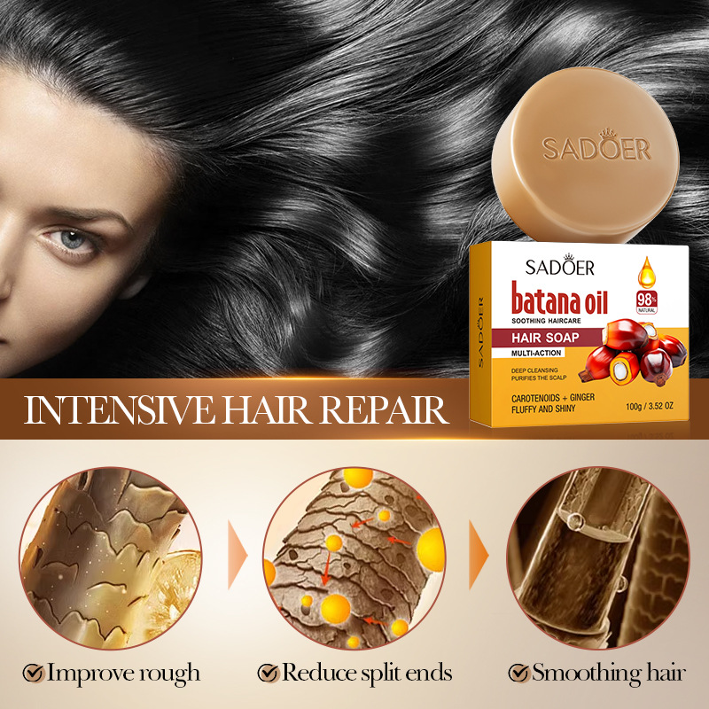 Full English SADOER Batana Hair Soap Deep Cleansing shampoo cross-border export wholesale details Picture