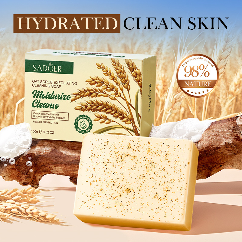 All-english SADOER oat exfoliating Cleansing Soap for Cleansing the body, handmade soap cross-border export wholesale full figure