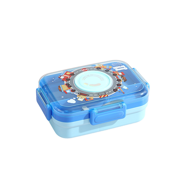 J35-2681 stainless steel insulated lunch box, children's compartments lunch box, student cartoon lunch box with stainless steel spoon Item Picture