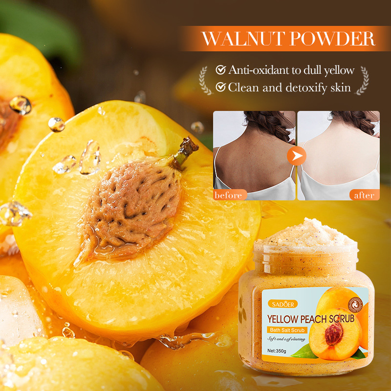 All-english SADOER Yellow Peach Exfoliating and Cleansing Scrub for body cleansing, cross-border export wholesale details Picture