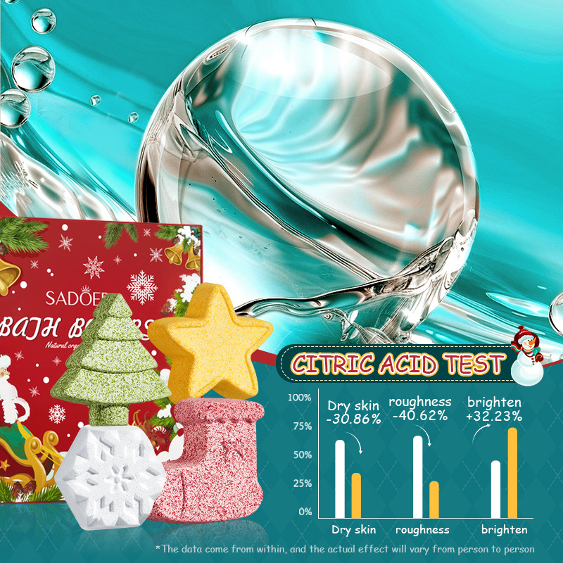 All-english SADOER Christmas Bath salt ball set for cleaning the body. Wholesale of clean bath salt balls for cross-border trade Specification drawing