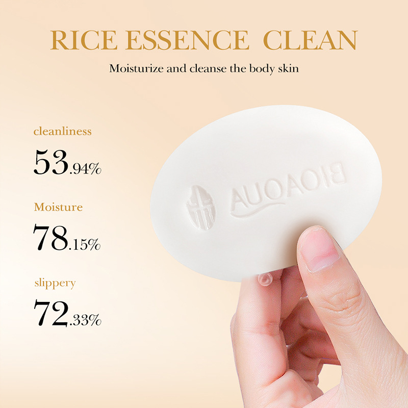 All-english BIOAOUA rice paste Soap, bath, face Wash and bath essential oil handmade soap, cross-border export wholesale Item Picture