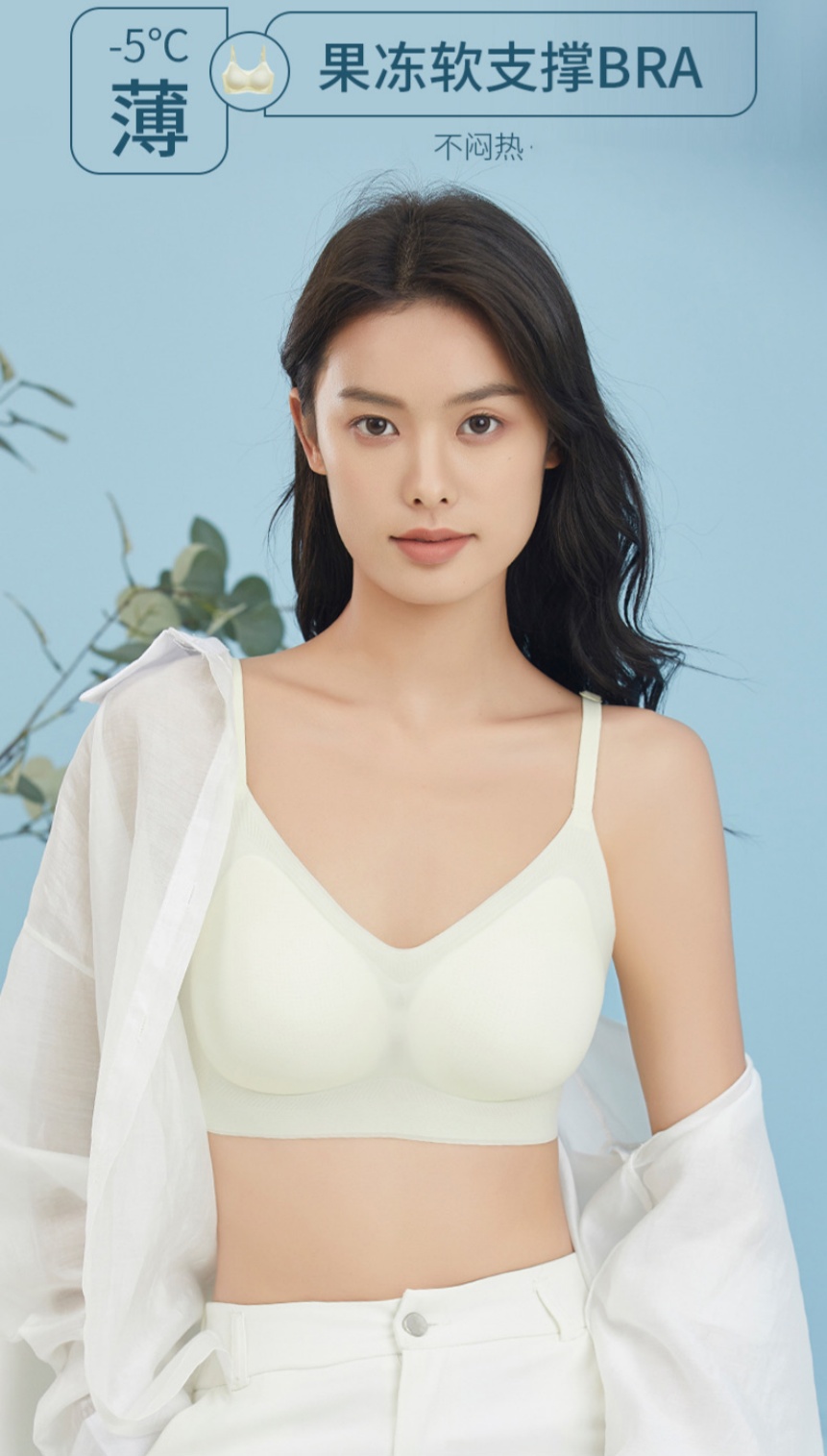 Cool women's summer thin breathable, seamless, semi-fixed, adjustable soft jelly support seamless vest for a beautiful back full figure