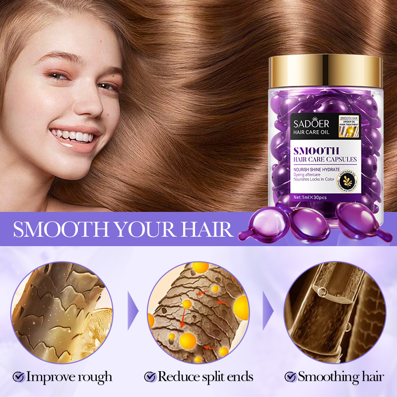 Cross-border wholesale of SADOER Moroccan Argan Oil Lavender Softening Hair Care Capsules and hair conditioner in English Application Scenario