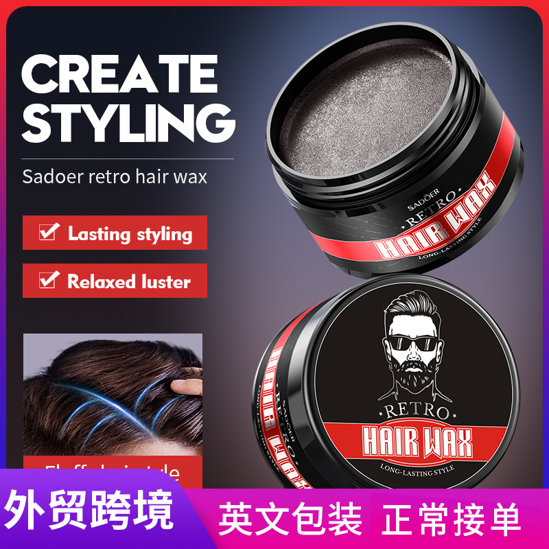 All-english SADOER retro hair wax, powerful styling, natural and fluffy hair mud, cross-border export wholesale full figure