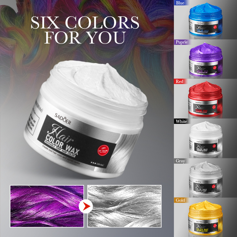 All-english SADOER colored hair paste (white), natural and fluffy hair wax for styling, cross-border export wholesale Item Picture