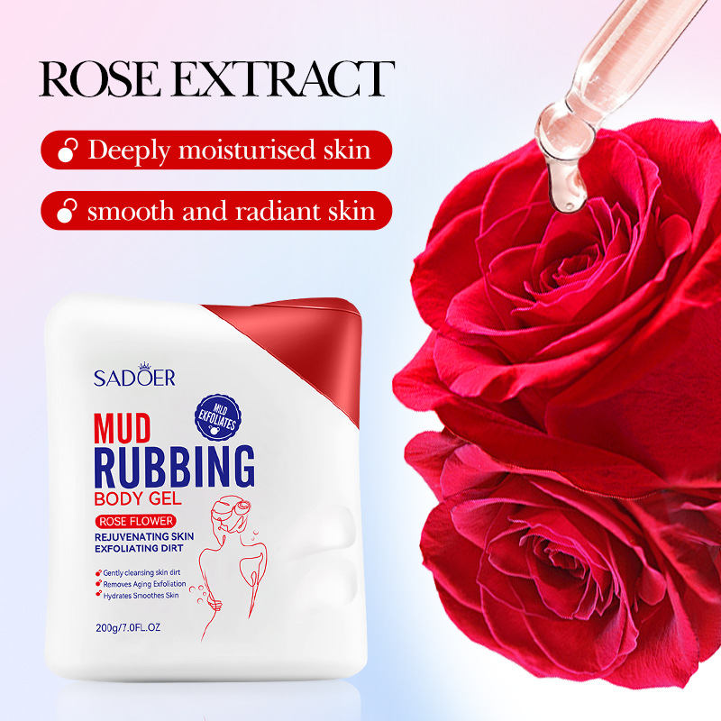 All-english SADOER rose Scrub Bath Gel for pore-cleaning and body cleansing, cross-border export wholesale details Picture