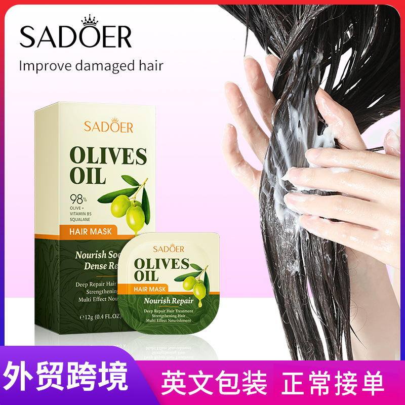 All-english SADOER olive oil Repairing, Softening and Nourishing Hair Mask to Improve dryness Conditioner Cross-border export wholesale full figure