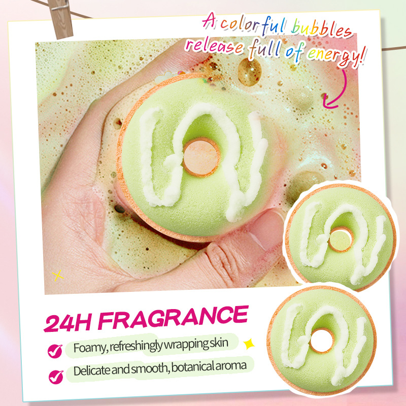All-english SADOER macaron donut bath salt balls Clean body bath salt balls cross-border export wholesale Specification drawing