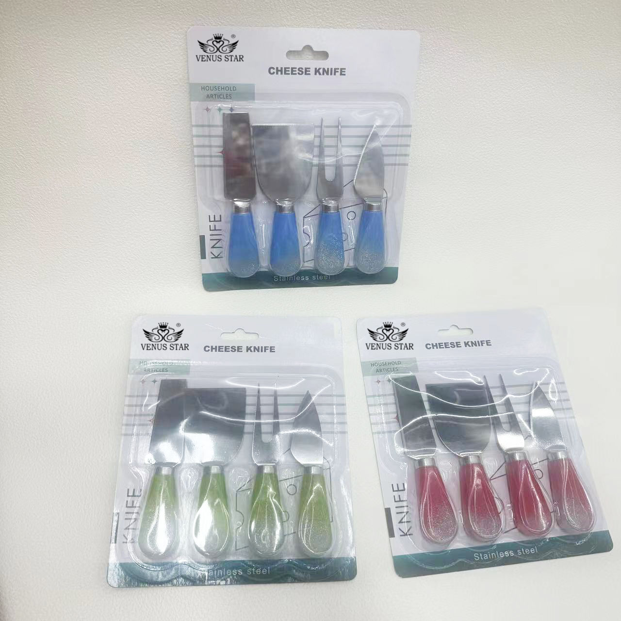 厂家直销塑料柄芝士切不锈钢迷你芝士刀蛋糕叉子黄油奶酪刀烘焙工具