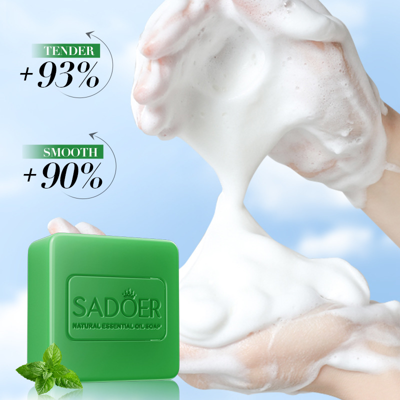 Full English SADOER mint essential oil soap, handmade soap, bath soap, body cleansing soap, cross-border export wholesale Specification drawing