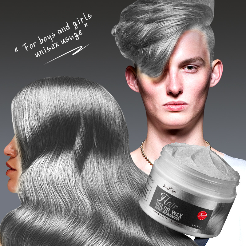 All-english SADOER colored hair paste (gray), natural and fluffy hair wax for styling, cross-border export wholesale Application Scenario