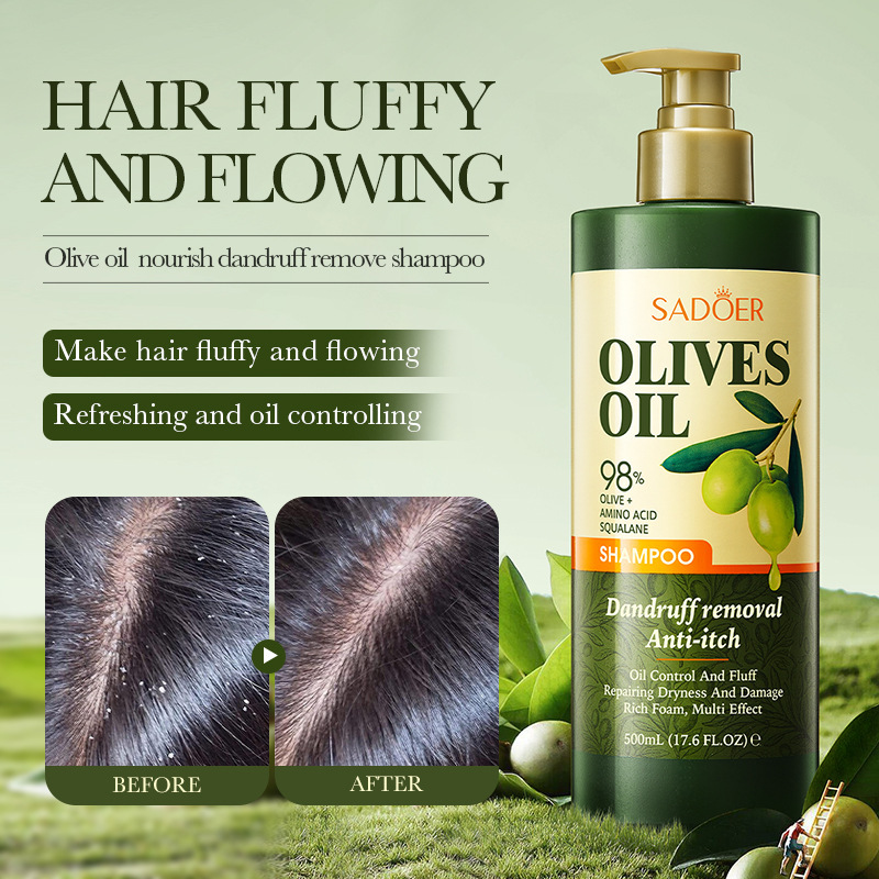 All-english SADOER olive oil Nourishing Anti-dandruff Shampoo, Smooth anti-dandruff shampoo cross-border export wholesale Specification drawing