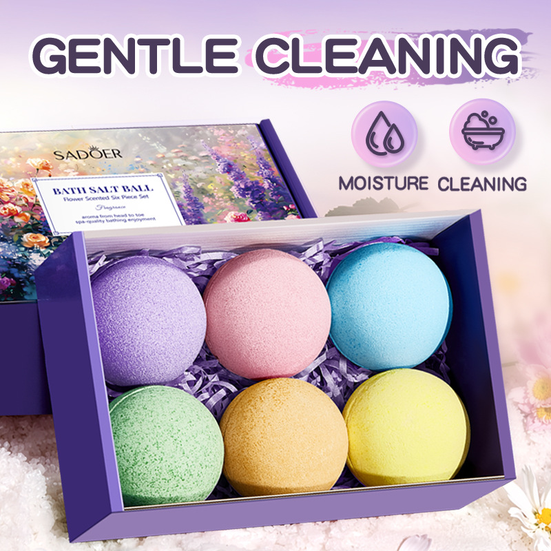 All-english SADOERSADOER Romantic Floral Bath Salt Ball six-piece set, cross-border export wholesale of cleaning bath salt balls Specification drawing