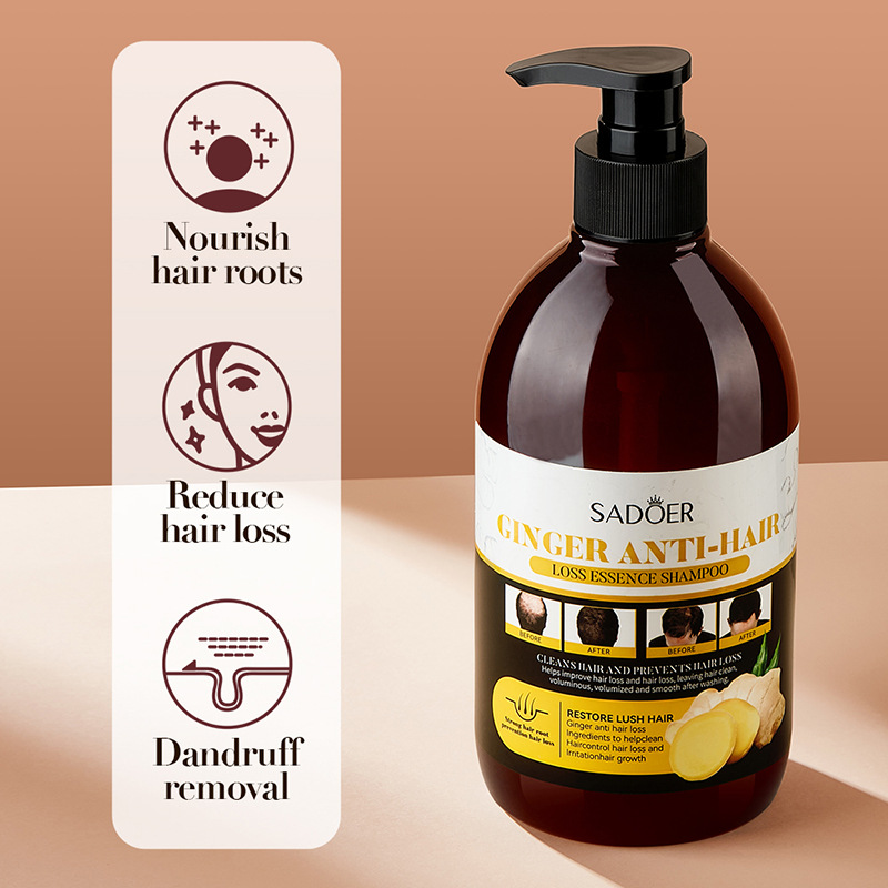 All-english SADOER Ginger Anti-hair Loss Shampoo and plant-based anti-dandruff and anti-hair loss Shampoo cross-border export wholesale Specification drawing
