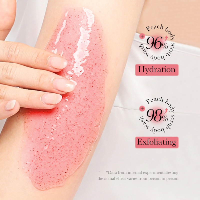 Full English SADOER peach Body Scrub Body Wash Cross-border export wholesale Specification drawing