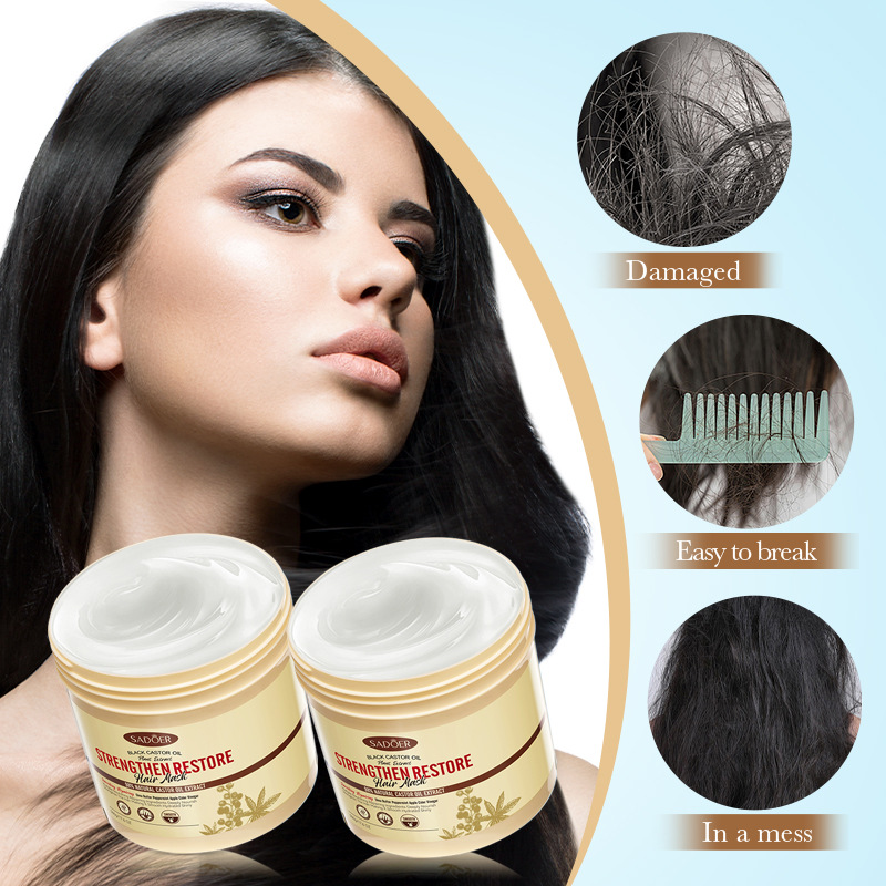 Cross-border export wholesale of SADOER black castor Oil Hair Mask, soft, smooth and fluffy Hair Conditioner details Picture