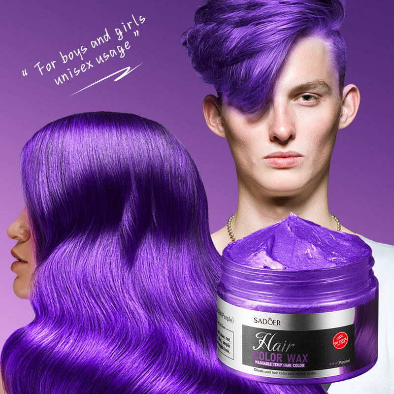 All-english SADOER colored hair paste (purple), natural and fluffy hair wax for styling, cross-border export wholesale Application Scenario