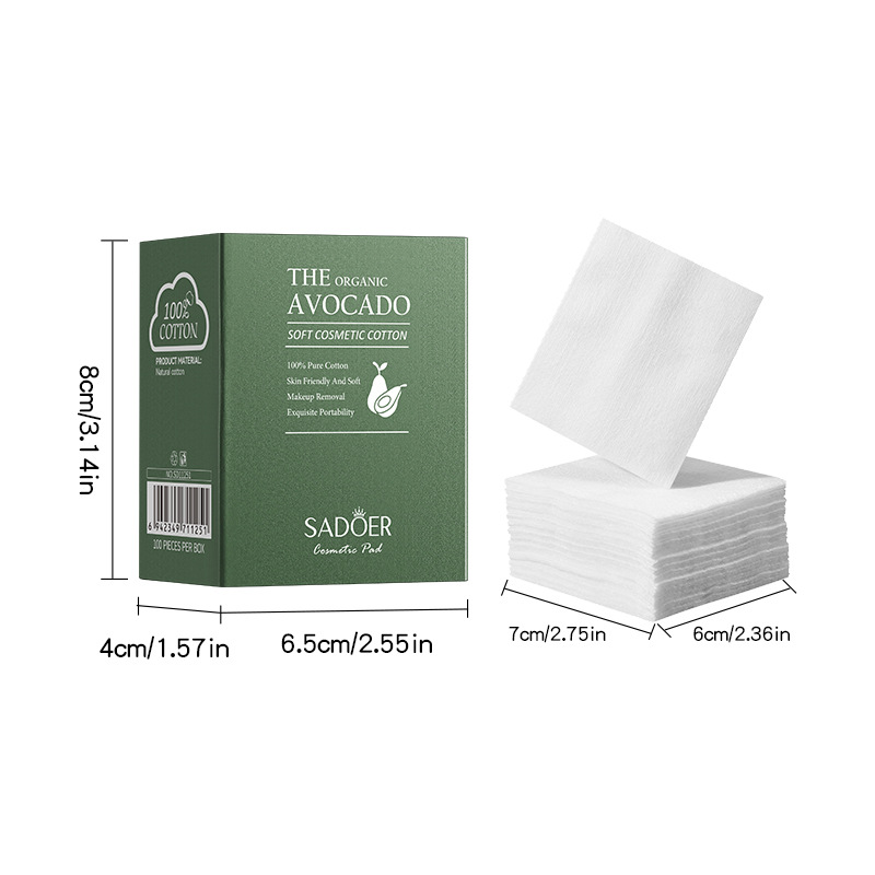 SADOER avocado soft makeup pads for easy makeup removal Daily pure cotton makeup towels cross-border export wholesale Item Picture