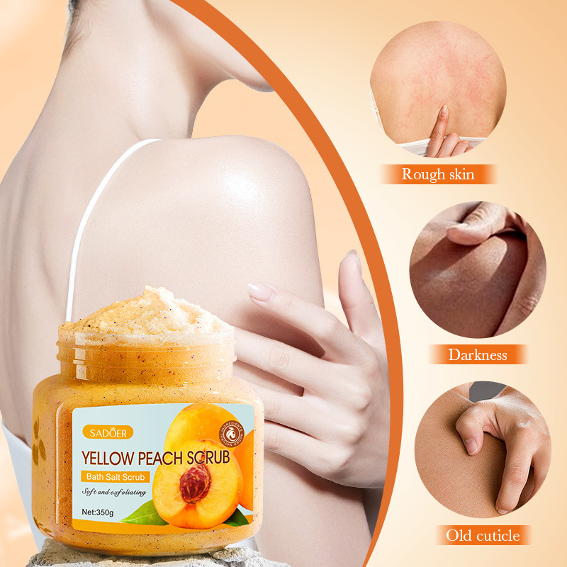 All-english SADOER Yellow Peach Exfoliating and Cleansing Scrub for body cleansing, cross-border export wholesale Application Scenario